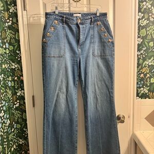LOFT Flare Jeans with Button Accents
